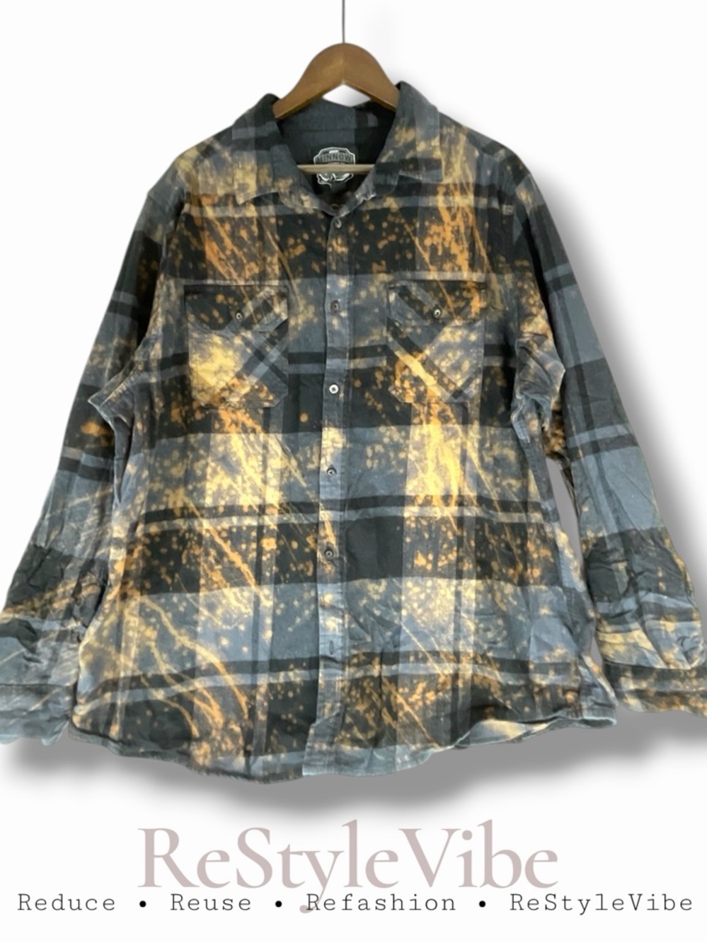 ANGRY MINNOW Women’s Men’s Unisex Size XXL Shirt Flannel Patchwork Bleach